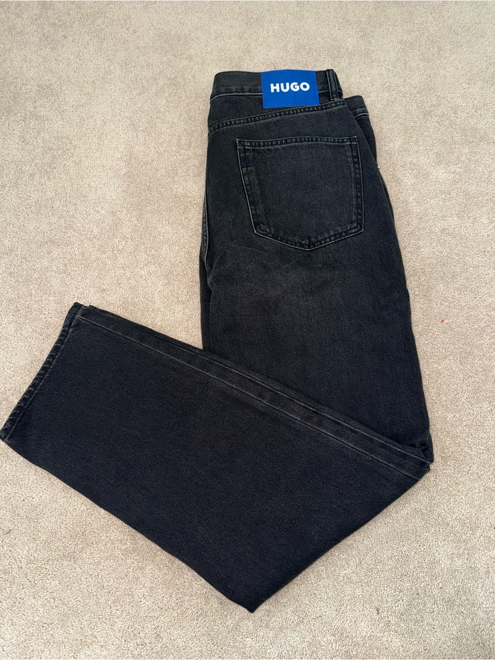 NWT HUGO Boss Jonah Jeans Mens 36x32 Black Straight Leg Regular Fit